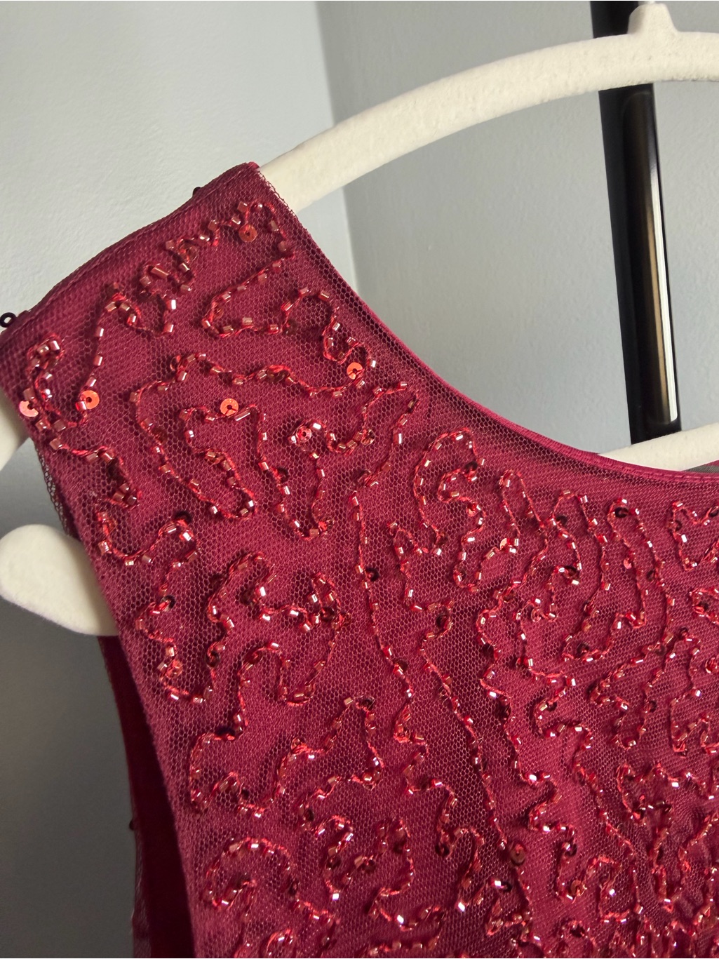 Babeyond Beaded Fringe Sleeveless Dress In Deep Wine 3xl — image 8 of 8